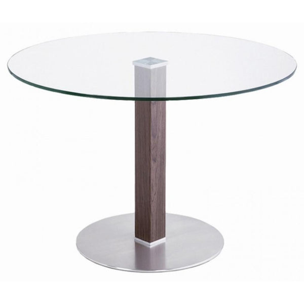 Armen Living Round Café Dining Table with Glass Top and Pedestal Base LCCADIB201TO IMAGE 1