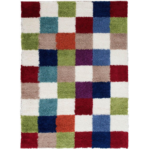 Persian Weavers Rugs Rectangle Deluxe Shag Checkered (Multi) 6'X9' IMAGE 1