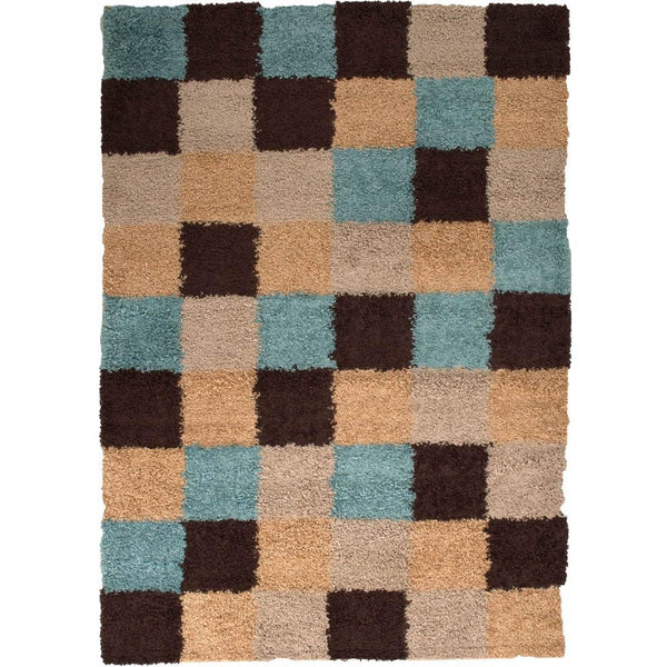 Persian Weavers Rugs Rectangle Deluxe Shag Checkered (Mocha) 6'X9' IMAGE 1