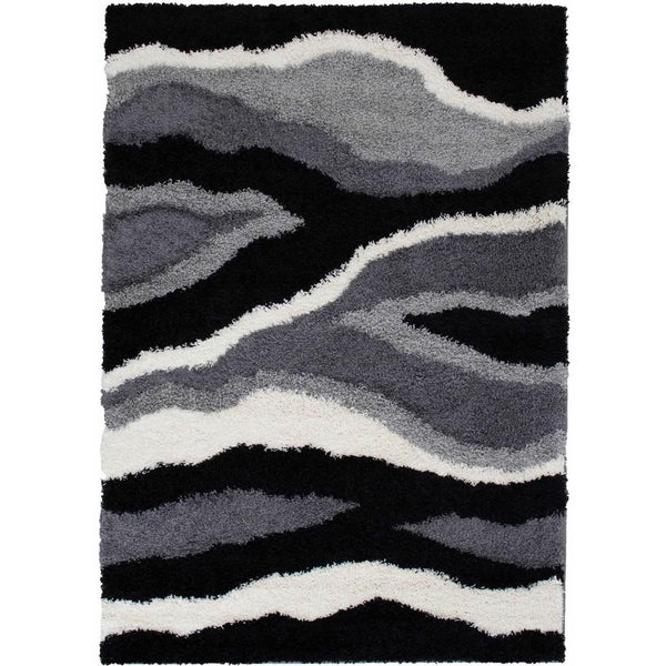 Persian Weavers Rugs Rectangle Deluxe Shag Waves (Grey) 6'X9' IMAGE 1