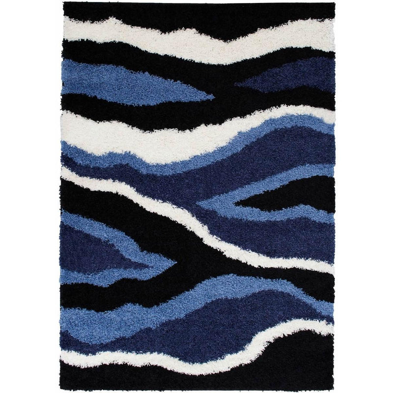 Persian Weavers Rugs Rectangle Deluxe Shag Waves (Blue) 6'X9' IMAGE 1
