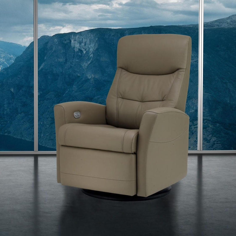 Fjords of Norway Oslo Swivel Glider Leather Recliner Oslo Small-NL-130-STONE IMAGE 3