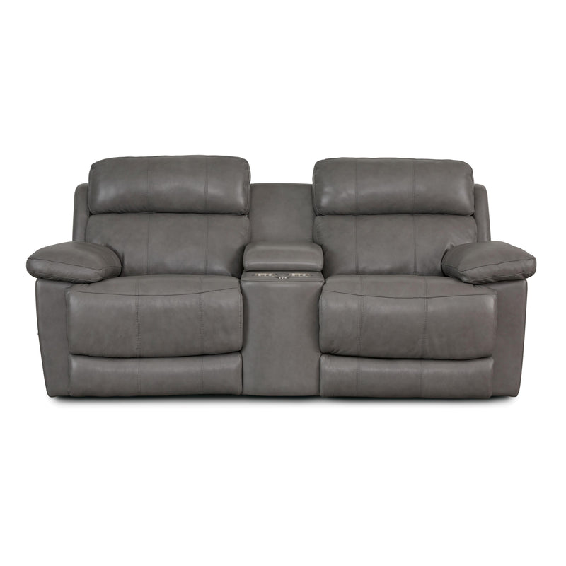 Palliser Finley Power Reclining Leather Loveseat Finley 41134-58 Loveseat Console with Power - Slate IMAGE 1