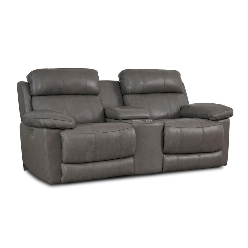 Palliser Finley Power Reclining Leather Loveseat Finley 41134-58 Loveseat Console with Power - Slate IMAGE 2