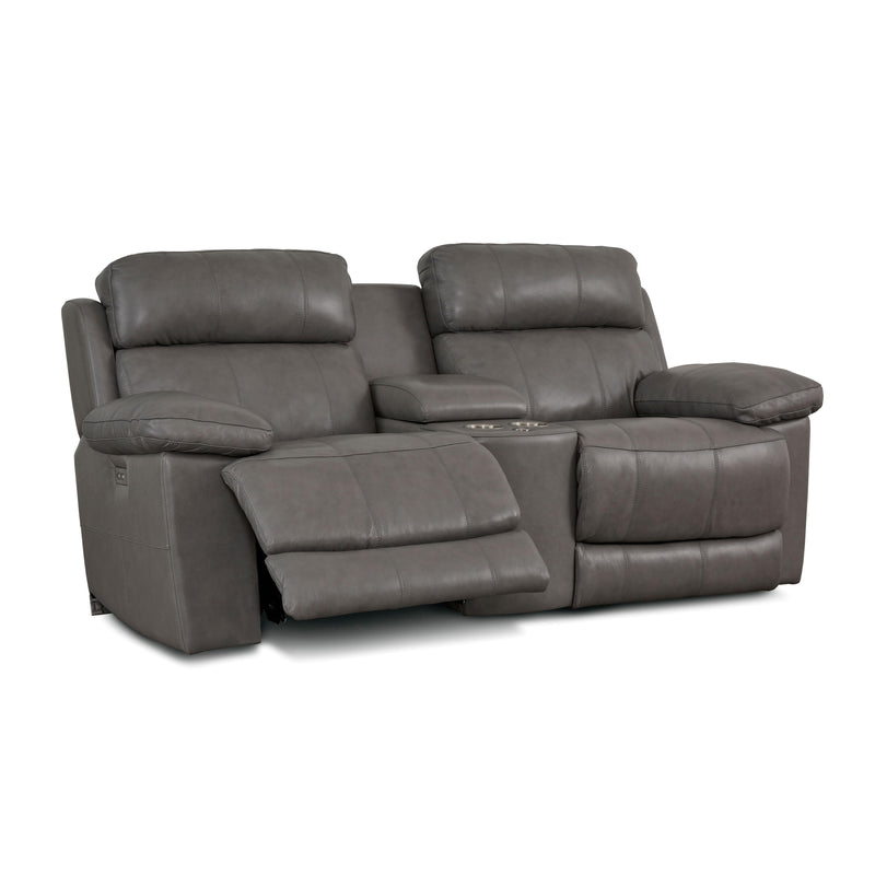 Palliser Finley Power Reclining Leather Loveseat Finley 41134-58 Loveseat Console with Power - Slate IMAGE 3