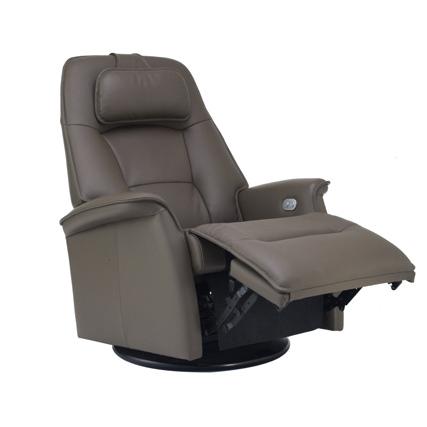 Fjords of Norway Relax Power Swivel Glider Rocker Leather Recliner Stockholm Small Power Relaxer - Safari IMAGE 1