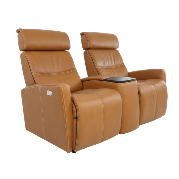 Fjords of Norway Milan Leather 2-Seat Home Theatre Seating with Wall Recline Milan 2-Seat Home Theater Seating - Vintage Cognac IMAGE 1