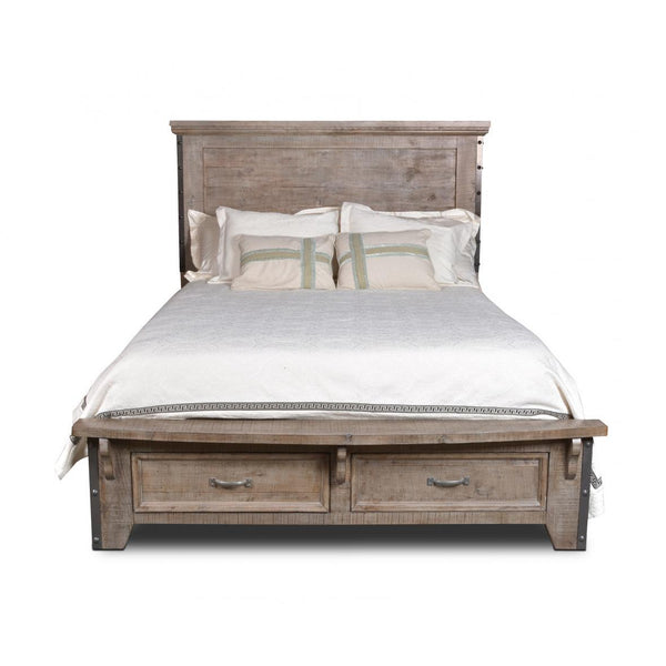 Horizon Home Furniture Urban Rustic King Panel Bed with Storage H4365-EK-BED-GRY IMAGE 1
