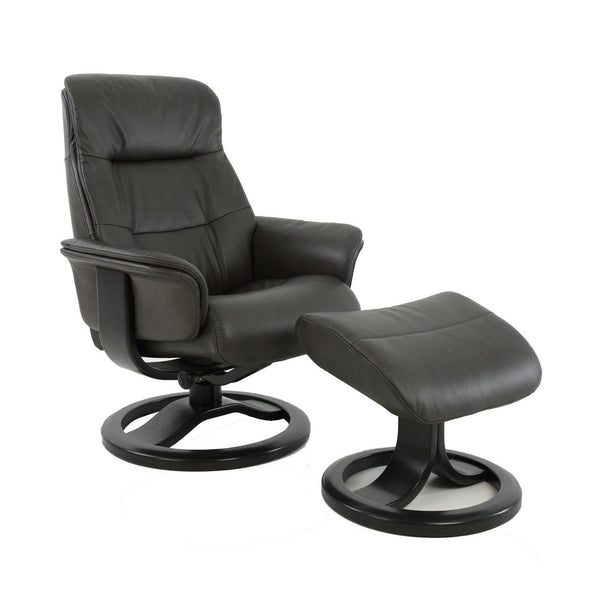 Fjords of Norway Anne Swivel Leather Recliner Anne-R-45-Small-SL-247-Storm IMAGE 1