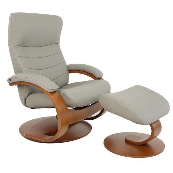Fjords of Norway Trandal Swivel Leather Recliner Trandal Small Recliner - Fog IMAGE 1